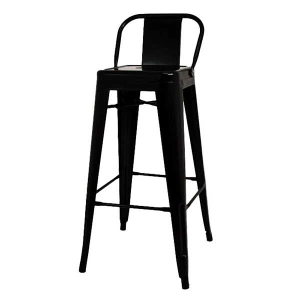 Banqueta Tolix con respaldo Negro